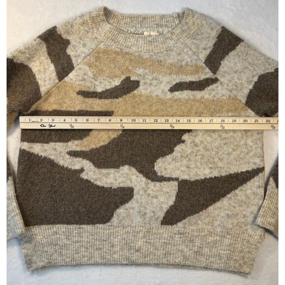 Anthropologie Moth Beige Brown Camo Knit Crewneck Sweater M - Picture 6 of 6